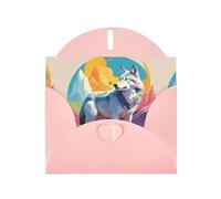 WZYWHJ Biglietto di auguri rosa per le vacanze, 15,2 x 10,2 cm, con busta, per Natale, compleanno, San Valentino, inviti alle feste, stampa National Geographic Wolf