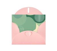 WZYWHJ Biglietto di auguri rosa per le vacanze, 15,2 x 10,2 cm, con busta, per Natale, compleanno, San Valentino, invito a feste, immagine a pois verdi