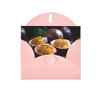 WZYWHJ Biglietto di auguri rosa per le vacanze, 15,2 x 10,2 cm, con busta, per Natale, compleanno, San Valentino, invito a feste, frutto della passione in agrodolce stampato