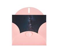 WZYWHJ Biglietto di auguri rosa per le vacanze, 15,2 x 10,2 cm, con busta, per Natale, compleanno, San Valentino, invito a una festa, con stampa di cielo notturno brillante