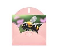 WZYWHJ Biglietto di auguri rosa per le vacanze, 15,2 x 10,2 cm, con busta, per Natale, compleanno, San Valentino, invito a una piccola ape, stampa