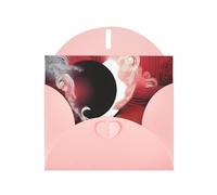 WZYWHJ Biglietto di auguri rosa per le vacanze, 15,2 x 10,2 cm, con busta, per Natale, compleanno, San Valentino, invito a feste, stampa astratta Tai Chi