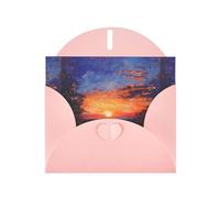 WZYWHJ Biglietto di auguri rosa per le vacanze, 15,2 x 10,2 cm, con busta, per Natale, compleanno, San Valentino, invito a una festa con stampa "Guarda i campi e il tramonto"