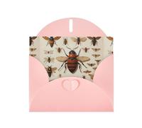 WZYWHJ Biglietto di auguri rosa per le vacanze, 15,2 x 10,2 cm, con busta, per Natale, compleanno, San Valentino, inviti a feste, vari insetti stampati