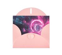 WZYWHJ Biglietto di auguri rosa per le vacanze, 15,2 x 10,2 cm, con busta, per Natale, compleanno, San Valentino, invito a feste, immagine del tunnel tecnologico