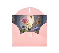 WZYWHJ Biglietto di auguri rosa per le vacanze, 15,2 x 10,2 cm, con busta, per Natale, compleanno, San Valentino, invito a feste, stampa con rosa e scritta "Gloria del mattino"