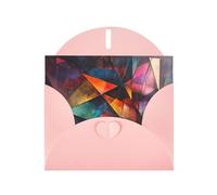 WZYWHJ Biglietto di auguri rosa per le vacanze, 15,2 x 10,2 cm, con busta, per Natale, compleanno, San Valentino, inviti a feste, bordi e angoli astratti