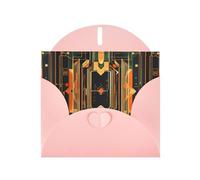 WZYWHJ Biglietto di auguri rosa per le vacanze, 15,2 x 10,2 cm, con busta, per Natale, compleanno, San Valentino, invito alle feste, immagine simmetrica del circuito