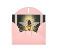 WZYWHJ Biglietto di auguri rosa per le vacanze, 15,2 x 10,2 cm, con busta, per Natale, compleanno, San Valentino, inviti alle feste, stampe con lucciole illuminate