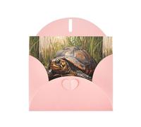 WZYWHJ Biglietto di auguri rosa per le vacanze, 15,2 x 10,2 cm, con busta, per Natale, compleanno, San Valentino, invito a una festa La tartaruga che striscia nella palude, stampato
