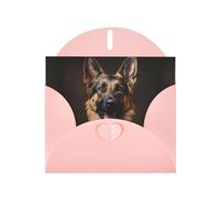 WZYWHJ Biglietto di auguri rosa per le vacanze, 15,2 x 10,2 cm, con busta, per Natale, compleanno, San Valentino, invito per feste, fedele pastore tedesco stampato