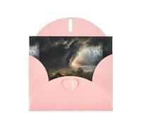 WZYWHJ Biglietto di auguri rosa per le vacanze, 15,2 x 10,2 cm, con busta, per Natale, compleanno, San Valentino, invito a una festa, stampa con terribile tornado