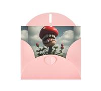 WZYWHJ Biglietto di auguri rosa per le vacanze, 15,2 x 10,2 cm, con busta, per Natale, compleanno, San Valentino, invito a una festa La terrificante pianta di piranha stampata