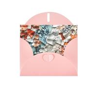 WZYWHJ Biglietto di auguri rosa per le vacanze, 15,2 x 10,2 cm, con busta, per Natale, compleanno, San Valentino, inviti a feste, in ceramica, con frammenti di pixel
