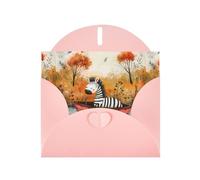 WZYWHJ Biglietto di auguri rosa per le vacanze, 15,2 x 10,2 cm, con busta, per Natale, compleanno, San Valentino, invito a una festa con piccola zebra sulla barca stampato