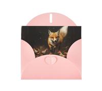 WZYWHJ Biglietto di auguri rosa per le vacanze, 15,2 x 10,2 cm, con busta, per Natale, compleanno, San Valentino, invito per feste, con stampa con donnola che insegue un pulcino