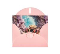 WZYWHJ Biglietto di auguri rosa per le vacanze, 15,2 x 10,2 cm, con busta, per Natale, compleanno, San Valentino, invito a feste, piccolo granchio sotto le rocce stampato