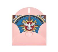 WZYWHJ Biglietto di auguri rosa per le vacanze, 15,2 x 10,2 cm, con busta, per Natale, compleanno, San Valentino, invito per feste, spirito santo Christia Immagine