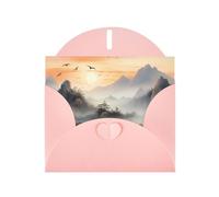 WZYWHJ Biglietto di auguri rosa per le vacanze, 15,2 x 10,2 cm, con busta, per Natale, compleanno, San Valentino, inviti a feste, uccelli che volano con stampe illustrative