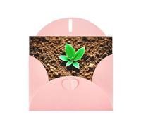 WZYWHJ Biglietto di auguri rosa per le vacanze, 15,2 x 10,2 cm, con busta, per Natale, compleanno, San Valentino, invito per feste, piante del suolo che crescono
