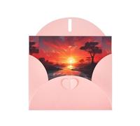 WZYWHJ Biglietto di auguri rosa per le vacanze, 15,2 x 10,2 cm, con busta, per Natale, compleanno, San Valentino, invito alla festa, bella stampa al tramonto