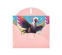 WZYWHJ Biglietto di auguri rosa per le vacanze, 15,2 x 10,2 cm, con busta, per Natale, compleanno, San Valentino, inviti a feste, graffiti avvoltoio stampe