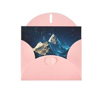WZYWHJ Biglietto di auguri rosa per Natale, compleanno, anniversario e altre foto con montagne stellate
