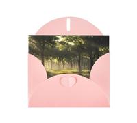 WZYWHJ Biglietto di auguri rosa per Natale, compleanno, anniversario e altre foto della foresta primordiale