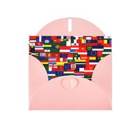 WZYWHJ Biglietto di auguri rosa per Natale, compleanno, anniversario e altro ancora con bandiera nazionale