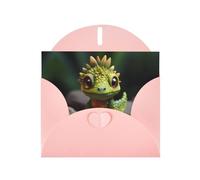 WZYWHJ Biglietto di auguri rosa per Natale, compleanno, anniversario e altro ancora con immagine di piccolo dinosauro
