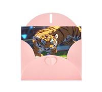 WZYWHJ Biglietto di auguri rosa per Natale, compleanno, anniversario e altro cucciolo di tigre che gioca a calcio