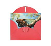 WZYWHJ Biglietto di auguri rosso per le vacanze, 15,2 x 10,2 cm, con busta, per Natale, compleanno, San Valentino, invito alla festa, bella cavalletta stampata