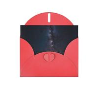 WZYWHJ Biglietto di auguri rosso per le vacanze, 15,2 x 10,2 cm, con busta, per Natale, compleanno, San Valentino, invito a una festa, con stampa di cielo notturno brillante
