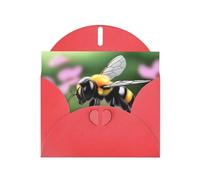 WZYWHJ Biglietto di auguri rosso per le vacanze, 15,2 x 10,2 cm, con busta, per Natale, compleanno, San Valentino, invito a una piccola ape, stampa