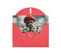 WZYWHJ Biglietto di auguri rosso per le vacanze, 15,2 x 10,2 cm, con busta, per Natale, compleanno, San Valentino, invito a una festa La terrificante pianta di piranha stampata