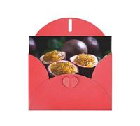 WZYWHJ Biglietto di auguri rosso per le vacanze, 15,2 x 10,2 cm, con busta, per Natale, compleanno, San Valentino, invito a feste, frutto della passione in agrodolce stampato
