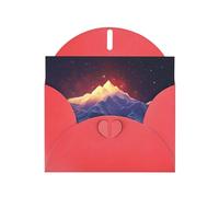 WZYWHJ Biglietto di auguri rosso per le vacanze, 15,2 x 10,2 cm, con busta, per Natale, compleanno, San Valentino, invito alle feste, montagne all'alba