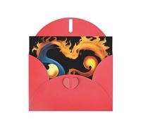 WZYWHJ Biglietto di auguri rosso per le vacanze, 15,2 x 10,2 cm, con busta, per Natale, compleanno, San Valentino, invito a feste, fuoco e immagine con simbolo dell'acqua