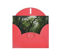 WZYWHJ Biglietto di auguri rosso per le vacanze, 15,2 x 10,2 cm, con busta, per Natale, compleanno, San Valentino, inviti a feste, lussureggianti rami verdi stampati