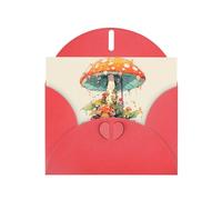 WZYWHJ Biglietto di auguri rosso per le vacanze, 15,2 x 10,2 cm, con busta, per Natale, compleanno, San Valentino, inviti a feste, ombrello, fungo stampato