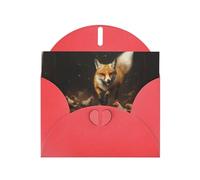 WZYWHJ Biglietto di auguri rosso per le vacanze, 15,2 x 10,2 cm, con busta, per Natale, compleanno, San Valentino, invito per feste, con stampa con donnola che insegue un pulcino