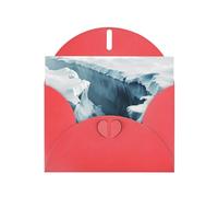 WZYWHJ Biglietto di auguri rosso per le vacanze, 15,2 x 10,2 cm, con busta, per Natale, compleanno, San Valentino, invito alle feste, immagine con crepe sul ghiacciaio