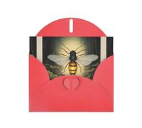 WZYWHJ Biglietto di auguri rosso per le vacanze, 15,2 x 10,2 cm, con busta, per Natale, compleanno, San Valentino, inviti a feste, stampe con lucciole illuminate