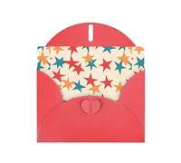 WZYWHJ Biglietto di auguri rosso per le vacanze, 15,2 x 10,2 cm, con busta, per Natale, compleanno, San Valentino, inviti a feste, molte stelle a cinque punte