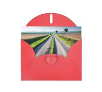 WZYWHJ Biglietto di auguri rosso per le vacanze, 15,2 x 10,2 cm, con busta, per Natale, compleanno, San Valentino, invito a feste, stampa su strade di campagna irregolari
