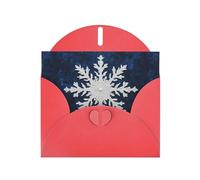 WZYWHJ Biglietto di auguri rosso per le vacanze, 15,2 x 10,2 cm, con busta, per Natale, compleanno, San Valentino, invito a feste, dipinto a olio, fiocchi di neve stampati