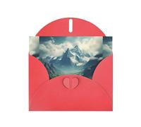 WZYWHJ Biglietto di auguri rosso per le vacanze, 15,2 x 10,2 cm, con busta, per Natale, compleanno, San Valentino, invito alle feste, stampa delle Alpi che si allungano