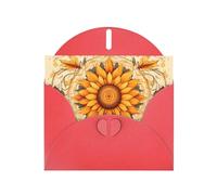 WZYWHJ Biglietto di auguri rosso per le vacanze, 15,2 x 10,2 cm, con busta, per Natale, compleanno, San Valentino, invito alle feste, stampa colorata con girasoli
