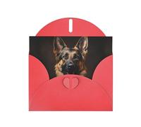 WZYWHJ Biglietto di auguri rosso per le vacanze, 15,2 x 10,2 cm, con busta, per Natale, compleanno, San Valentino, invito per feste, fedele pastore tedesco stampato