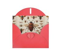WZYWHJ Biglietto di auguri rosso per le vacanze, 15,2 x 10,2 cm, con busta, per Natale, compleanno, San Valentino, inviti a feste, vari insetti stampati